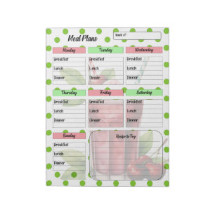 "Cute Cherry Weekly Meal Planner" Notepad