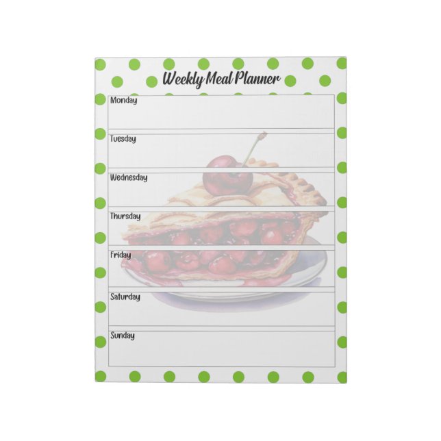 Cute Cherry Weekly Meal Planner Notepad (Rotated)
