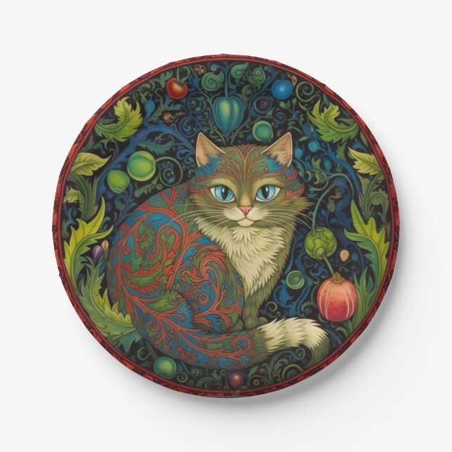 Cute Cheshire Cat art nouveau style Paper Plate (Front)