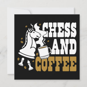 Cute Chess and Coffee Chess Lover Knight Art Invitation