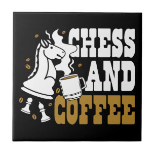 Cute Chess and Coffee Chess Lover Knight Art Tile