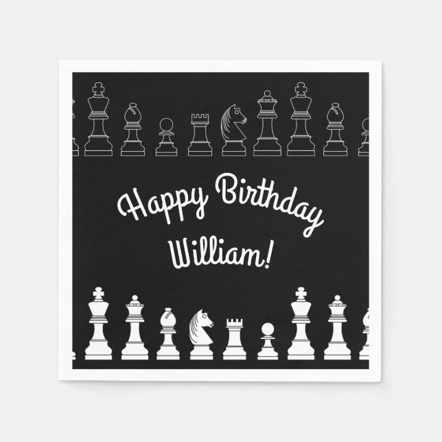 Cute Chess Board Game Kids Birthday Party Napkin (Front)