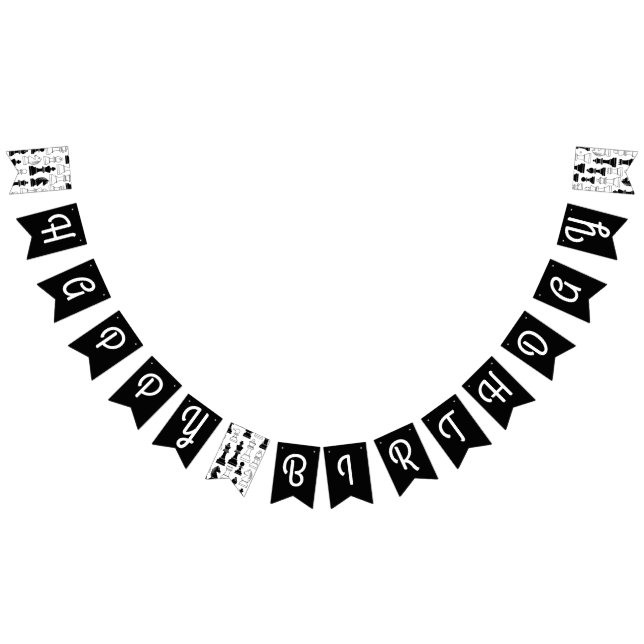 Cute Chess Board Games Kids Birthday Party Bunting Flags (All)