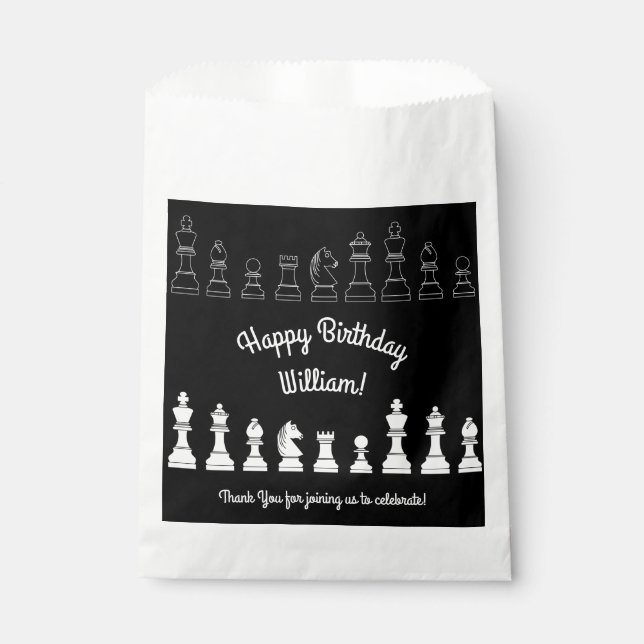 Cute Chess Board Games Kids Birthday Party Favour Bag (Front)