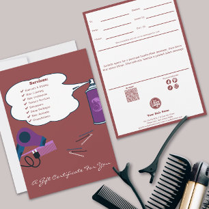 Cute Cheveux Outils Salon Certificat Cadeau Carte