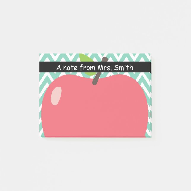 Cute Chevron Stripes Big Apple Teacher Post-it Notes (Front)