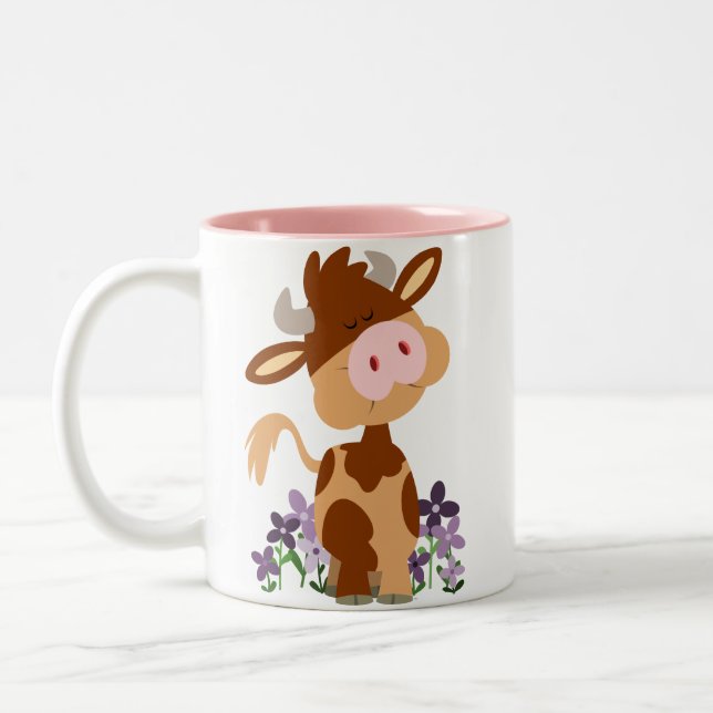 Cute Chewing Cartoon Cow Mug (Left)