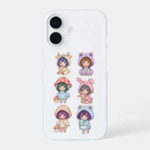 Cute Chibi Animals and Mushrooms Protective Phone  iPhone 16 Case