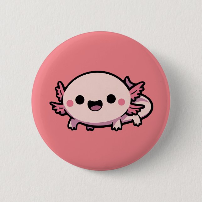 Cute Chibi Axolotl 2 Inch Round Button (Front)