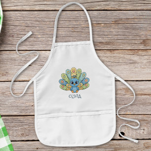 Cute Chibi Baby Peacock Kids Apron