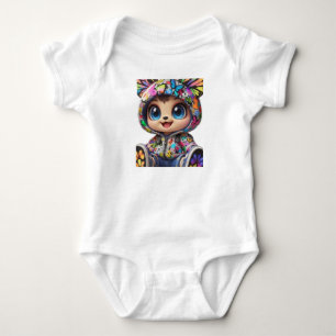 Cute Chibi Bear in Graffiti Butterfly Hoodie – Kaw Baby Bodysuit