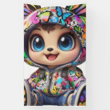 Cute Chibi Bear in Graffiti Butterfly Hoodie – Kaw