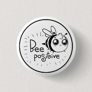 Cute Chibi Bee illustration Quote 1 Inch Round Button