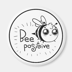 Cute Chibi Bee illustration Quote Magnet
