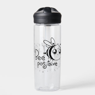 Cute Chibi Bee illustration Quote Water Bottle