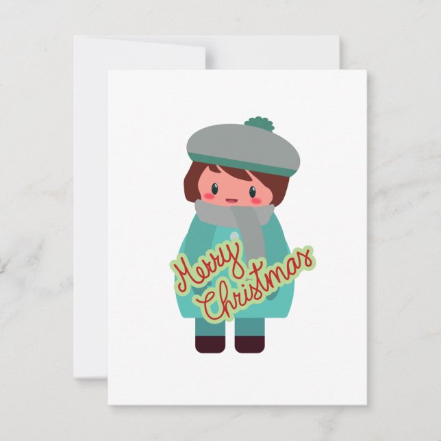 Cute chibi boy flat holiday card (Front)