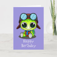 Cute Chibi Cartoon Turtle Happy Birthday