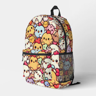 Cute Chibi Chicken Pattern Design Printed Backpack