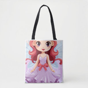 Cute Chibi Fairy Angel Purple Dress Shoulder Tote Bag