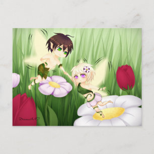 Cute Chibi Fairy Boy and girl Postcard