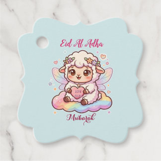 Cute Chibi Fairy Sheep Rainbow Eid Adha Mubarak Favour Tags