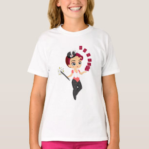 Cute Chibi Female Magician Performing Card Magic  T-Shirt