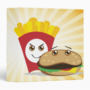 cute chibi fries and hamburger notebook binder