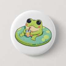 Cute Chibi Frog Summer Pool Day Lemonade Design