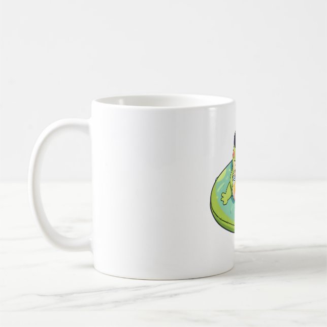 Cute Chibi Frog Summer Pool Day Lemonade Design Coffee Mug (Left)