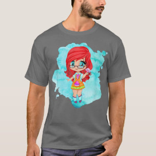 Cute Chibi Gacha Style Fashion Girl with Flower T-Shirt