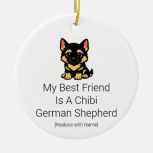 Cute Chibi German Shepherd Puppy Baby Ornament