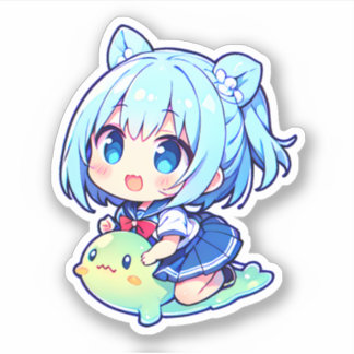 cute chibi girl with slime