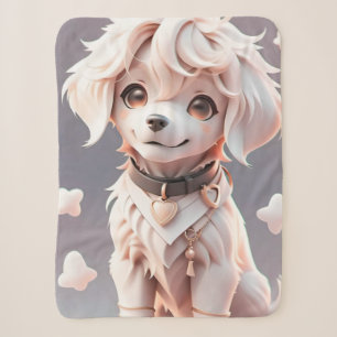 Cute Chibi Golden Retriever Puppy Sherpa Blanket