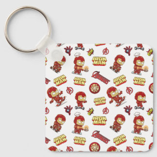 Cute Chibi Iron Man Seamless Pattern - Superhero Keychain