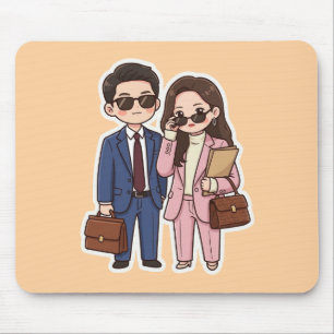 Cute Chibi K-Drama Lawyer Couple Mouse Pad