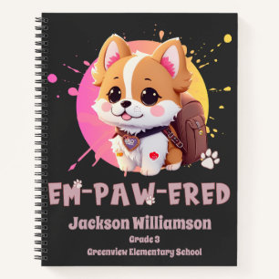 Cute Chibi Kawaii Corgi Name School Year on Back Notebook