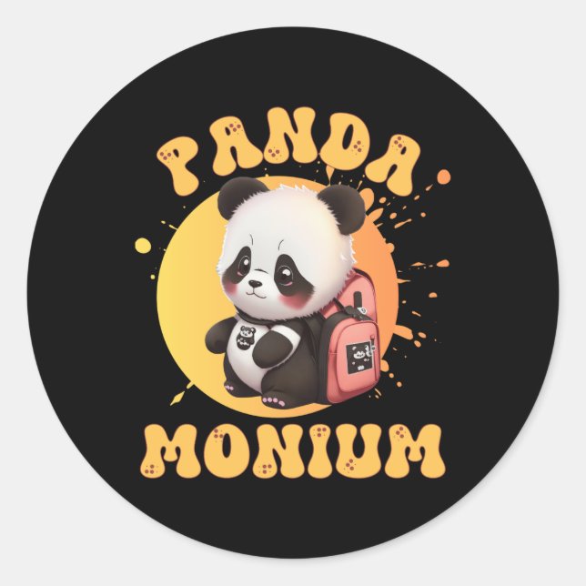 Cute Chibi Kawaii Panda Name School Year On Back B Classic Round Sticker (Front)