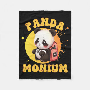Cute Chibi Kawaii Panda Name School Year On Back B Fleece Blanket