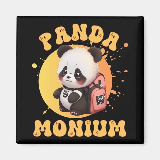 Cute Chibi Kawaii Panda Name School Year On Back B Magnet (Front)
