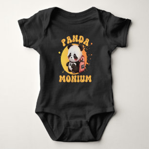 Cute Chibi Kawaii Panda Name School Year on Back Baby Bodysuit
