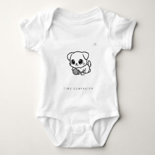 Cute Chibi Kitten Playing Yarn Minimalist Baby Pet Bodysuit