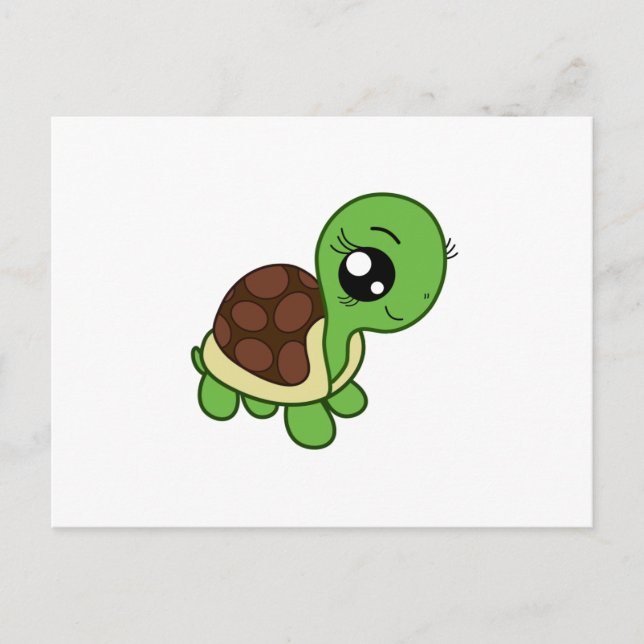 Cute Chibi Make-up Turtle Girl Kawaii Postcard (Front)