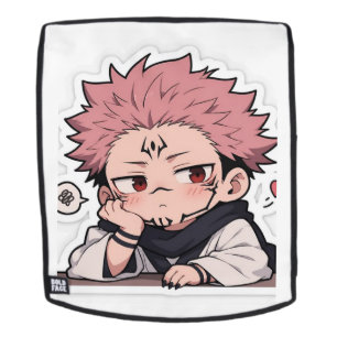 Cute Chibi Pouty King Sticker - Kawaii Pink Hair Backpack