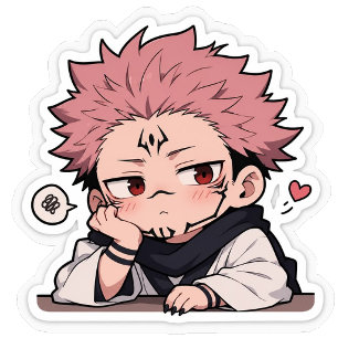 Cute Chibi Pouty King Sticker - Kawaii Pink Hair  Backpack