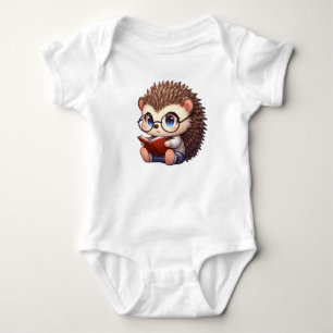 Cute Chibi Reading Hedgehog Baby Bodysuit