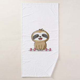 Cute Chibi Sloth Workout � Funny Kawaii Gym Animal Bath Towel