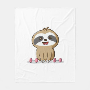 Cute Chibi Sloth Workout � Funny Kawaii Gym Animal Fleece Blanket