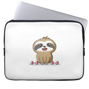 Cute Chibi Sloth Workout � Funny Kawaii Gym Animal Laptop Sleeve