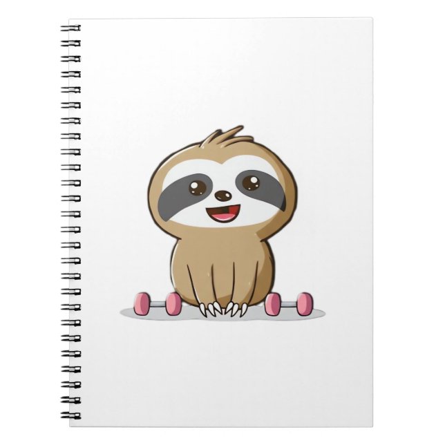 Cute Chibi Sloth Workout � Funny Kawaii Gym Animal Notebook (Front)