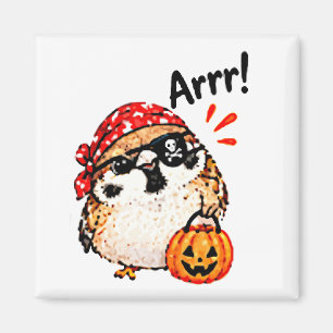 Cute Chibi Sparrow Bird Halloween Pirate Fun Magnet